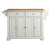 White Kitchen Island Storage Cabinet with Solid Wood Top