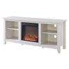 Whitewash 58-inch TV Stand Electric Fireplace Space Heater