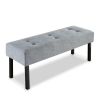 Modern Grey Linen Upholstered Memory Foam Button-Tufted Accent Bench