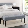 Modern Grey Linen Upholstered Memory Foam Button-Tufted Accent Bench