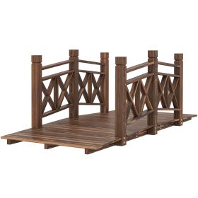5 Ft. Wooden Garden Bridge Footbridge For Ponds, Creeks, Streams, Carbonized