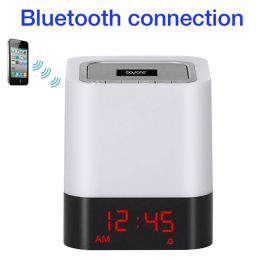 Boytone BT-83CR Portable FM Radio Alarm Clock Wireless Bluetooth 4.1 Speaker, 3-Way