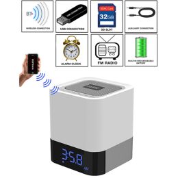 Boytone BT-84CB Portable FM Radio Alarm Clock Wireless Bluetooth 4.1 Speaker, 3-Way