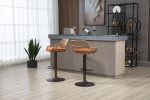 COOLMORE Modern Swivel Bar Stools Set of 2 Adjustable Counter Height Chairs with Footrest for Kitchen, Dining Room (Orange)