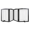 Free Standing Dog Gate, 32" H x 96.5" W Freestanding Pet Gate, 4 Panels Foldable Dog Gate for Wide and Narrow Passageways
