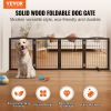 Free Standing Dog Gate, 32" H x 96.5" W Freestanding Pet Gate, 4 Panels Foldable Dog Gate for Wide and Narrow Passageways