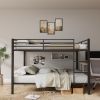 Full Over Full Bunk Bed, Heavy Duty Metal Bunk Bed Frame with Built-in Ladder and Safety Guard Rail, Low Metal Bunk Bed Frame for Kids