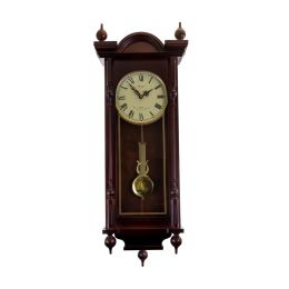 Bedford Clock Collection Grand 31 Inch Chiming Pendulum Wall Clock in Antique Mahogany Cherry Finish