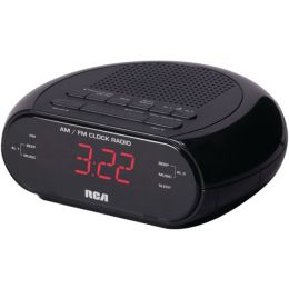 RCA RC205A Dual Alarm Clock Radio with Red LED and Dual Wake