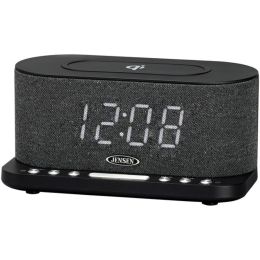 JENSEN QiCR-50 Dual Alarm Clock Radio with Wireless QI Charging