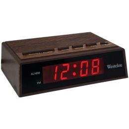 Westclox 22690 .6" Retro Wood Grain LED Alarm Clock