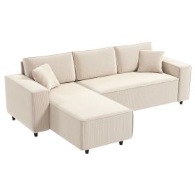 Corner Sofa With Reversible Chaise Lounge - Cream