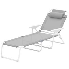 Folding Chaise Lounge - Gray