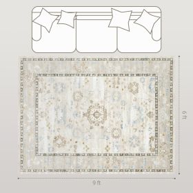 6 x 9 Ft Boho Machine Washable Area Rug Blue