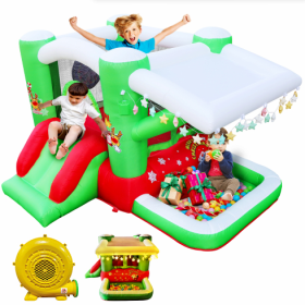 Christmas Jump N Slide Inflatable Bouncer For Kids Complete Setup