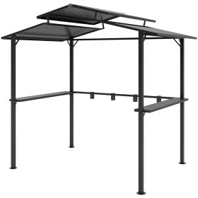 8 X 5ft Hardtop Grill Gazebo With Double Metal Roof