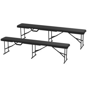 2 Pack 6 Ft Portable Foldable Bench Seats - Black