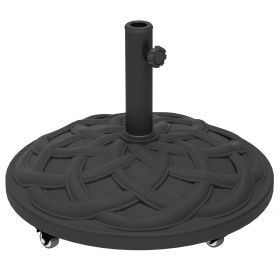 Round Patio Umbrella Base With Wheels - Black