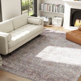 8 x 10 Ft Machine Washable Traditional Floral Area Rug Non Slip