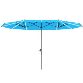 15ft Double-Sided Outdoor Umbrella With Solar Lights - Blue