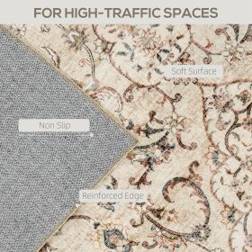 5 x 7 Ft Machine Washable Classical Floral Area Rug Non Slip