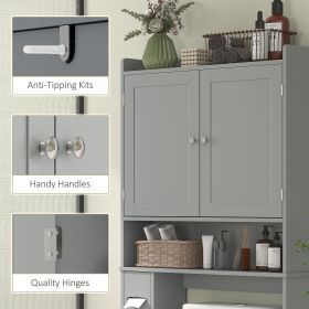 Modern Over The Toilet Storage Cabinet With 2 Doors - Gray