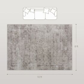 8 x 10 Ft Machine Washable Traditional Area Rug Non Slip Light