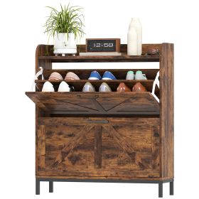 Shoe Cabinet Organizer With 2 Flip Drawers