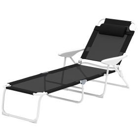 Folding Chaise Lounge - Black