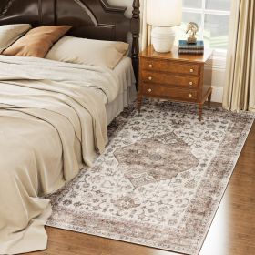 4 x 6 Ft Vintage Machine Washable Area Rug Non Slip Carpet Brown - Tan