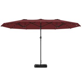 Garden Parasol 14.4ft Double-Sided Sun Umbrella With Base - 0.03" Red