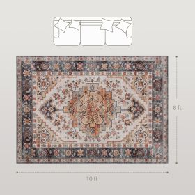 8 x 10 Ft Machine Washable Boho Medallion Area Rug Non Slip Tawny