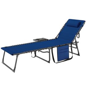Folding Outdoor Chaise Lounge Chair Tanning - Blue