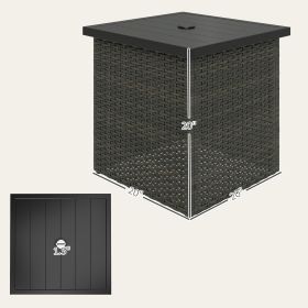 Wicker Side Table With 1.5 Umbrella Hole - Brown