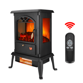 1500W Freestanding 3 Door Glass 3D Flame Fireplace