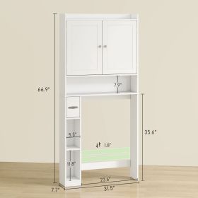Modern Over The Toilet Storage Cabinet With 2 Doors - White