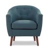 Blue Fabric Upholstered Accent Chair 1pc Espresso Finish Legs