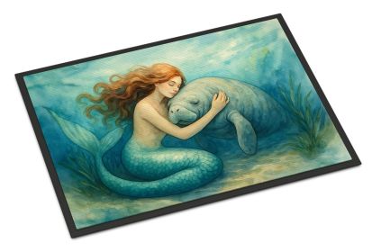 Mermaid Manatee Doormat 24 x 36 Inch Non Slip Washable Low Pile