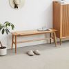 Woven Design Natural Oak Wood Dining Bench Bed for Room