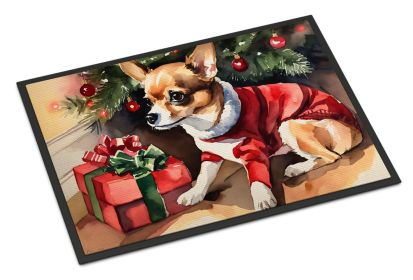 Chihuahua Cozy Christmas Doormat 18 x 27 Inch Non Slip Washable