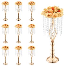 10 Piece 55cm Tall Crystal Wedding Flower Stand Metal Centerpiece