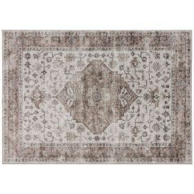 5 x 7 Ft Vintage Machine Washable Area Rug Non Slip Tan