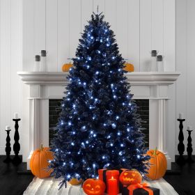 7ft Black Christmas Tree with 450 White LED Lights