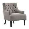 Modern Traditional Accent Chair Button Tufted Taupe Fabric