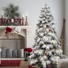 8FT Prelit Flocked Christmas Tree with Light