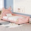 Twin Size Upholstered Daybed with Carton Ears Shaped Headboard