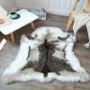 Soft Plush Faux Fur Reindeer Rug Non Slip Machine Washable White