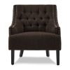 Modern Traditional Accent Chair Button Tufted Chocolate-hued