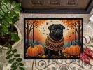 Black Pug Fall Doormat 18 x 27 Inch Non Slip Washable Low Pile