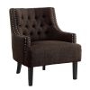 Modern Traditional Accent Chair Button Tufted Chocolate-hued